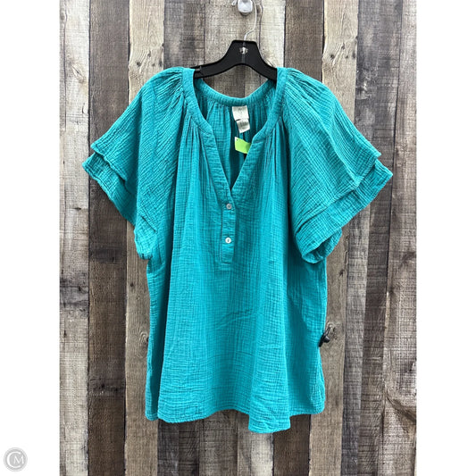Top Short Sleeve By Joie In Teal, Size: 1x