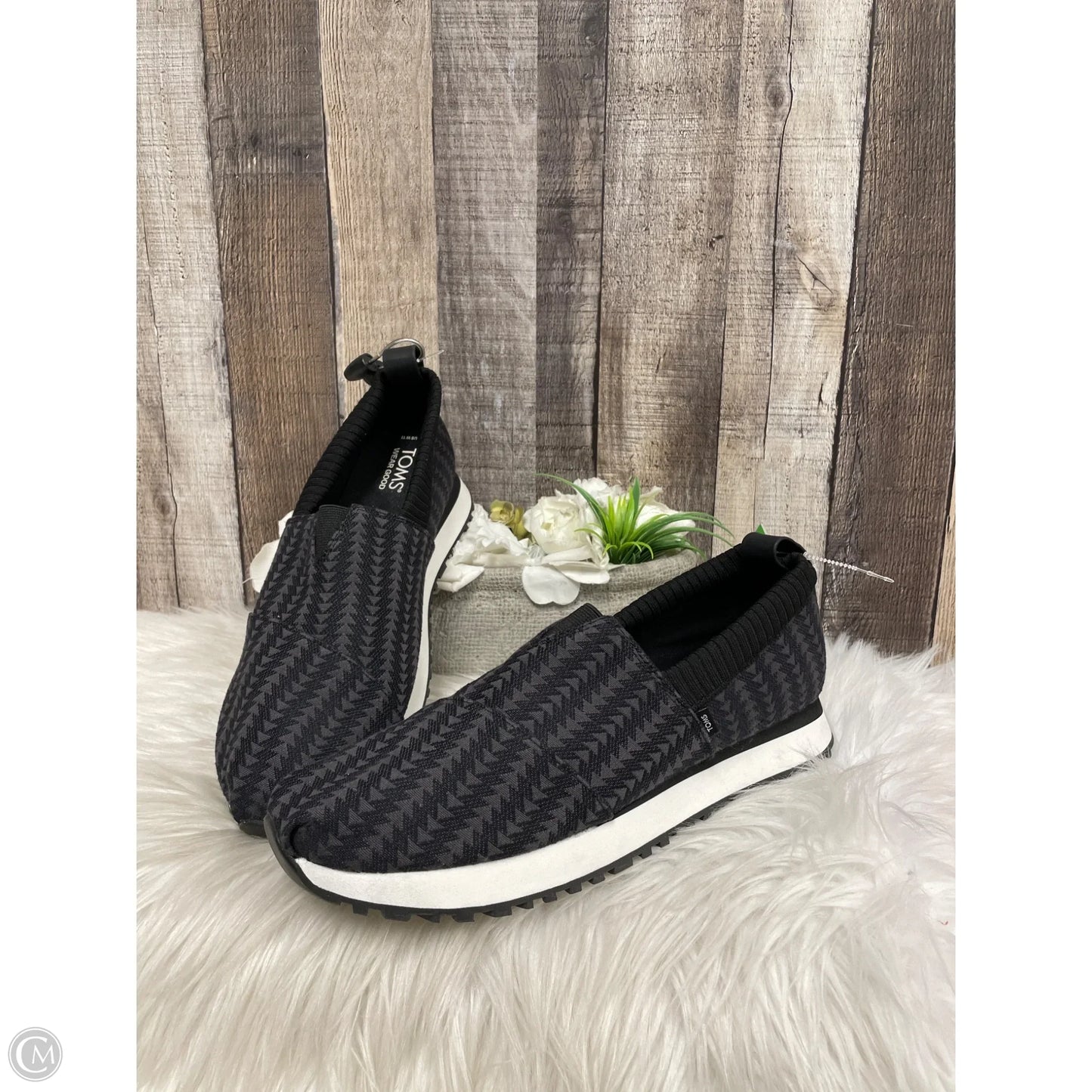 Shoes Heels Wedge By Toms In Black & Grey, Size: 11