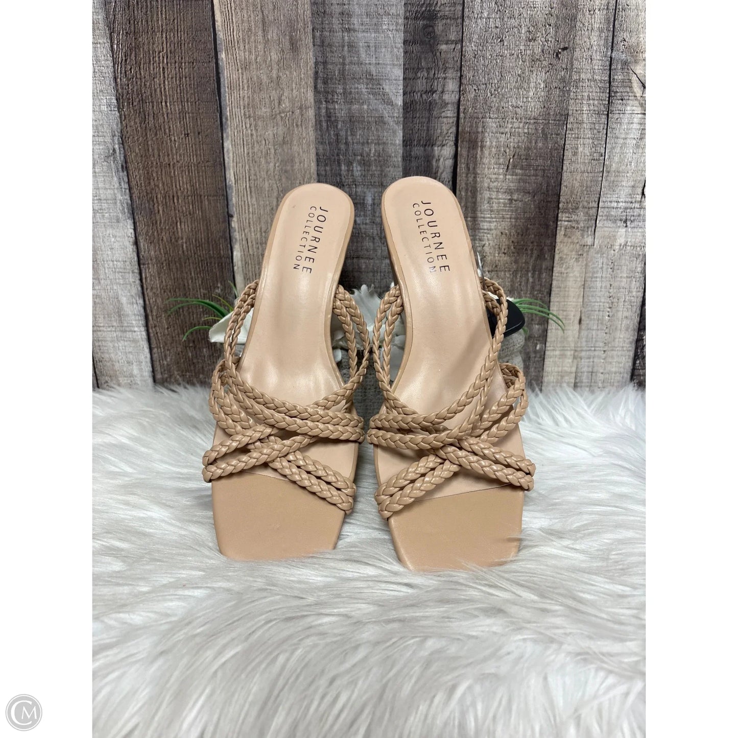 Sandals Heels Wedge By Journee In Tan, Size: 11