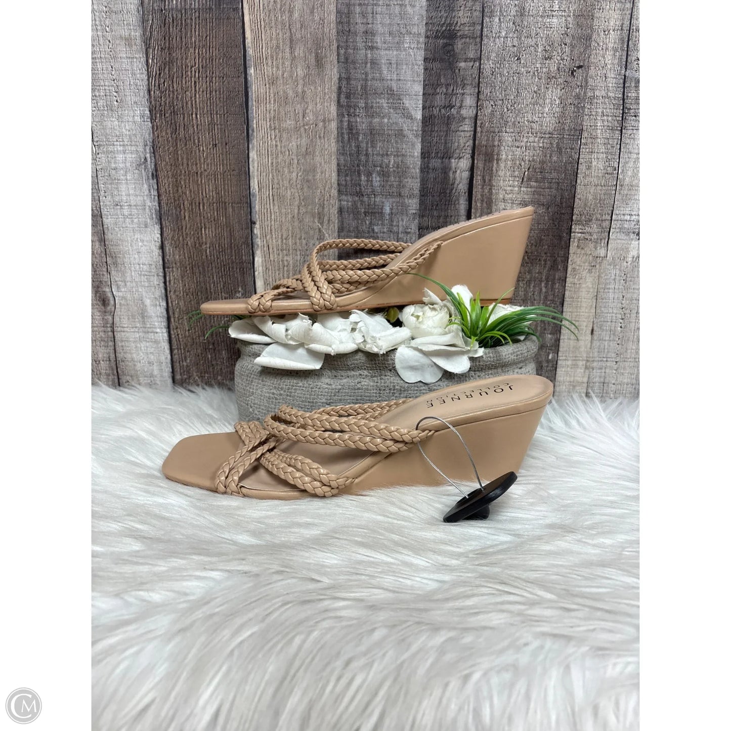 Sandals Heels Wedge By Journee In Tan, Size: 11