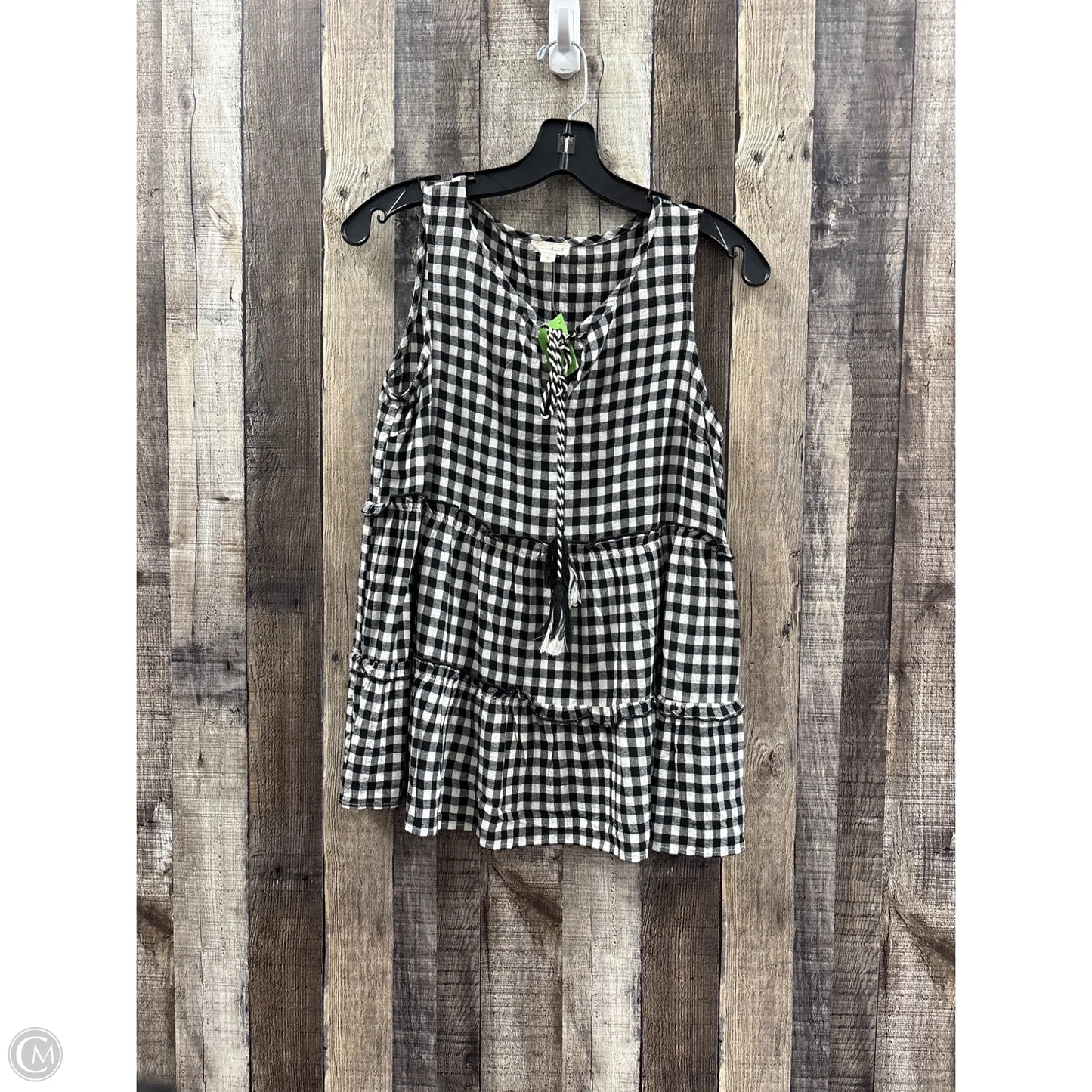 Top Sleeveless By Hem & Thread In Black & White, Size: S