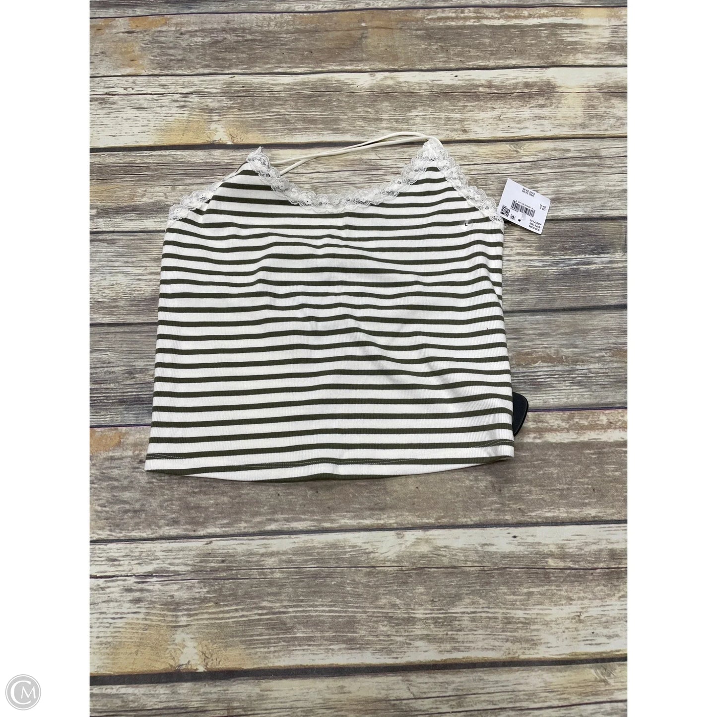 Tank Top By American Eagle In Cream & Green, Size: L