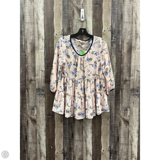Top 3/4 Sleeve By Entro In Blue & Pink, Size: S
