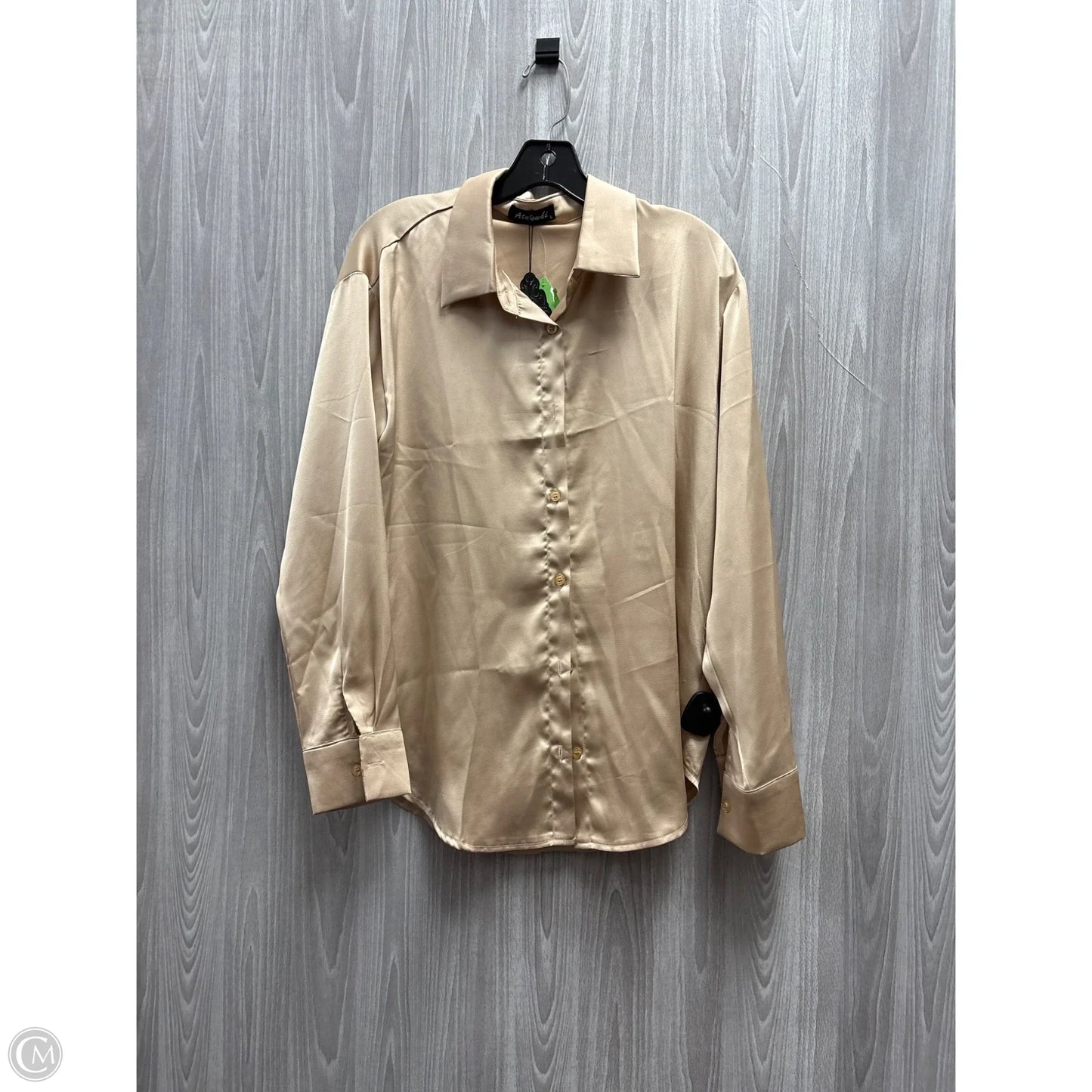 Top Long Sleeve By Cme In Tan, Size: L