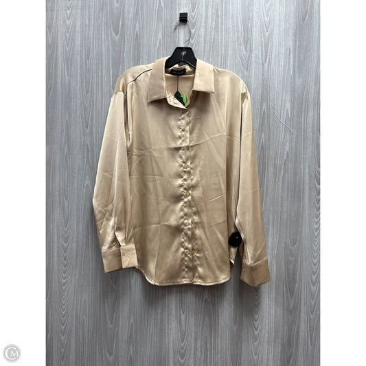 Top Long Sleeve By Cme In Tan, Size: L