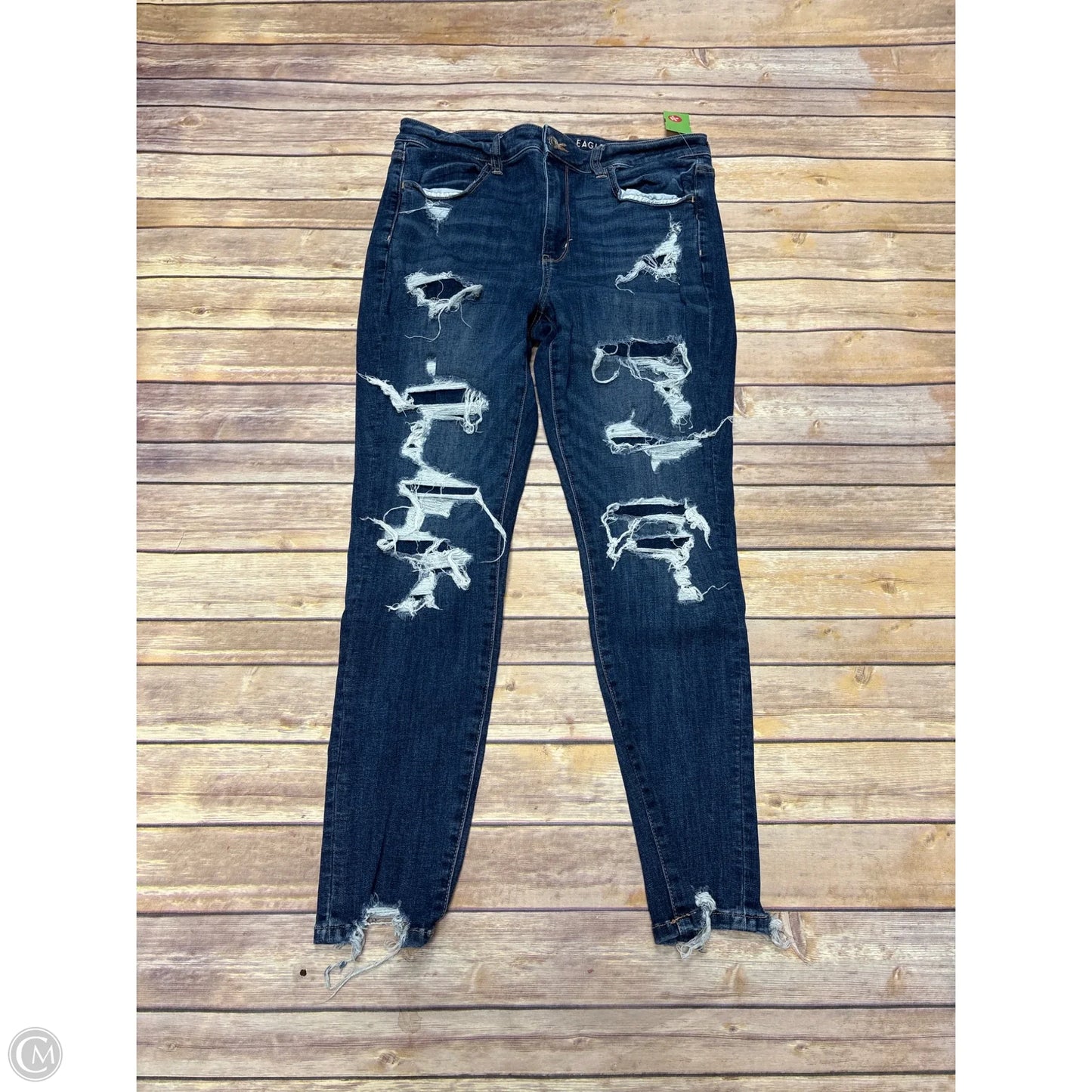 Jeans Straight By American Eagle In Blue Denim, Size: 12