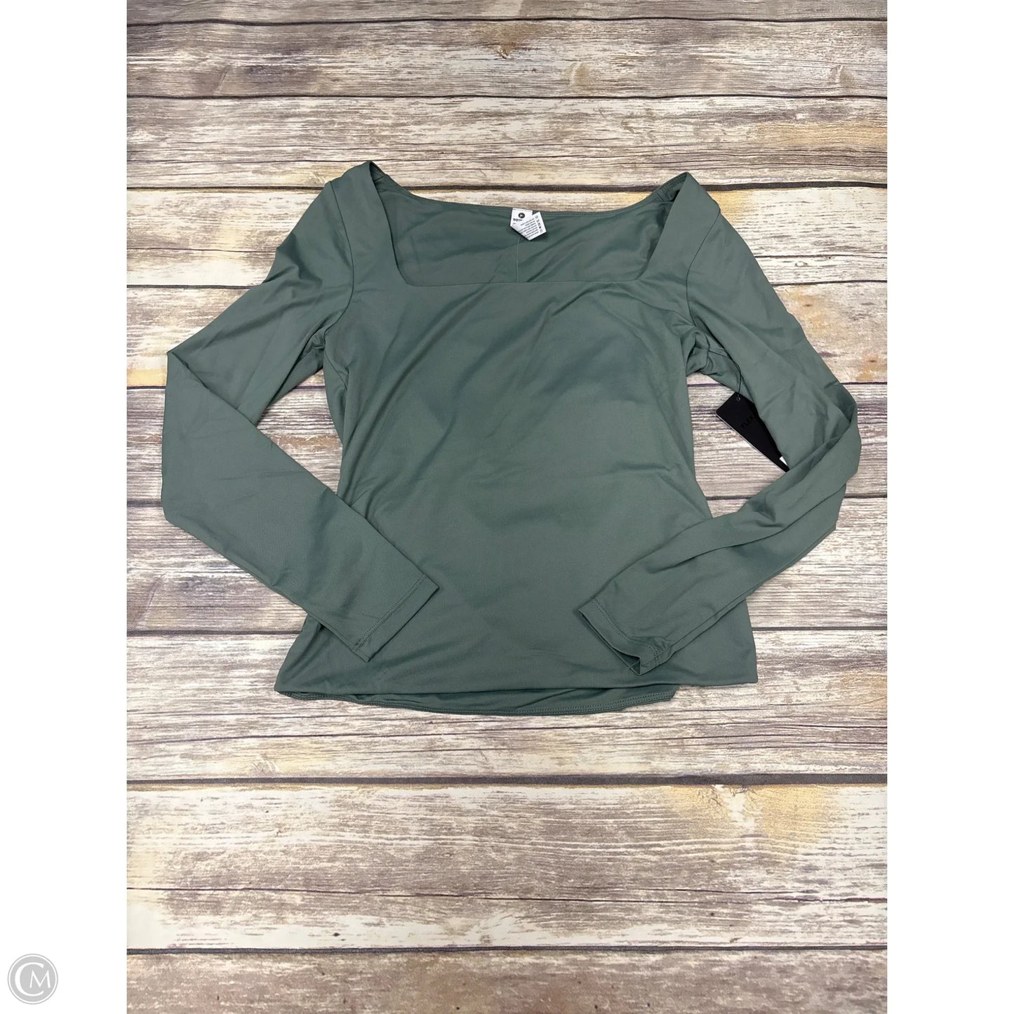 Athletic Top Long Sleeve Collar By 90 Degrees By Reflex In Green, Size: M