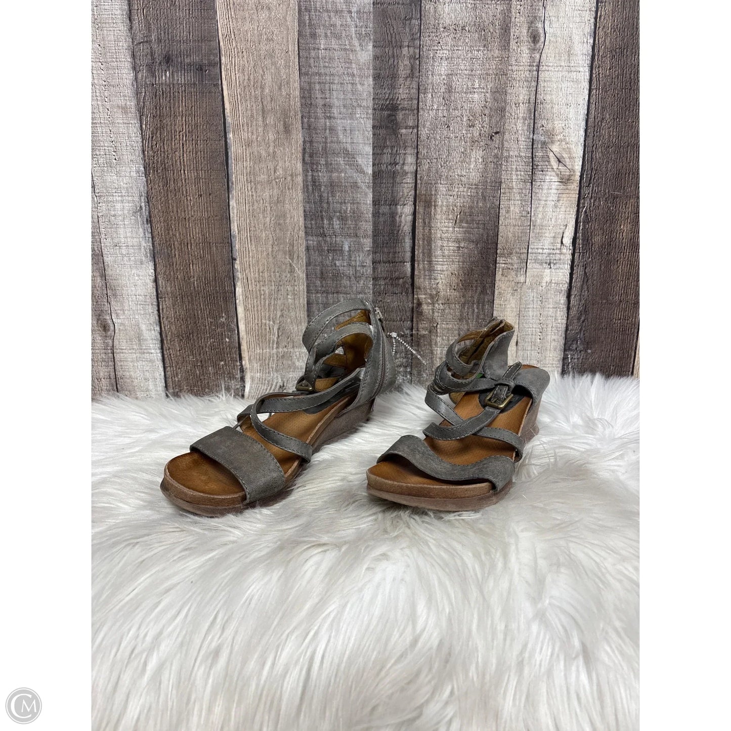 Sandals Heels Wedge By Miz Mooz In Grey, Size: 8