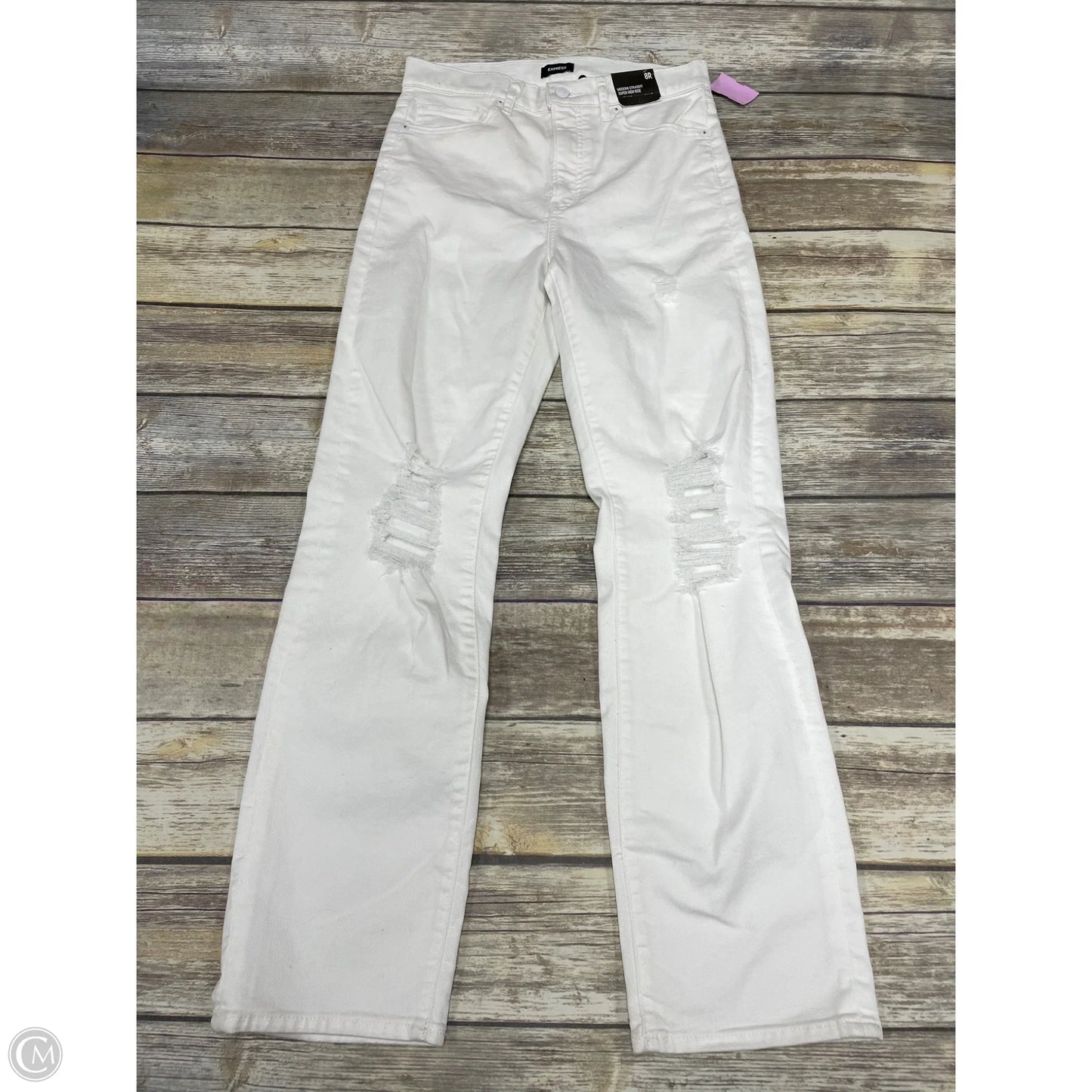 Jeans Straight By Express In White Denim, Size: 8