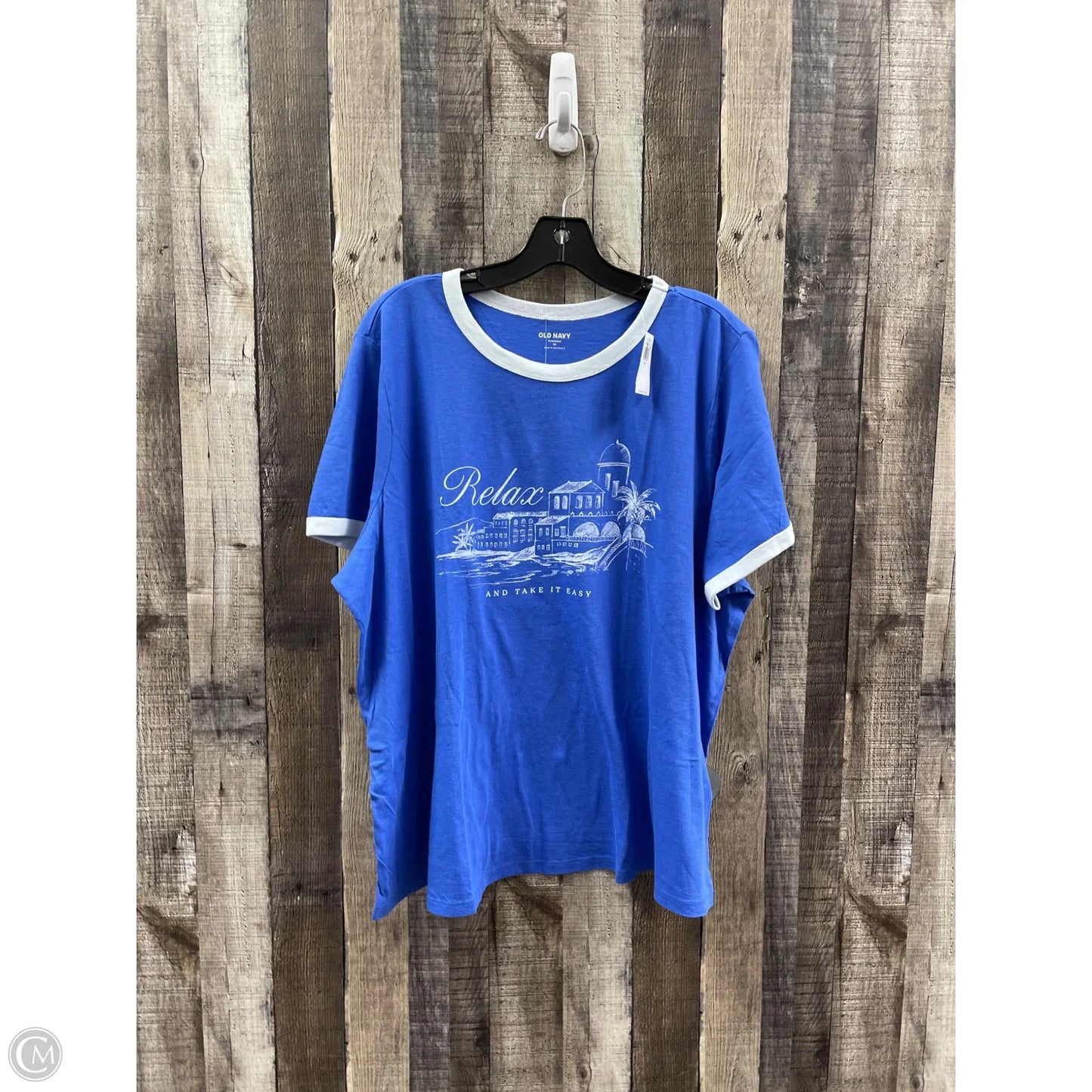 Top Short Sleeve Basic By Old Navy In Blue & White, Size: 2x