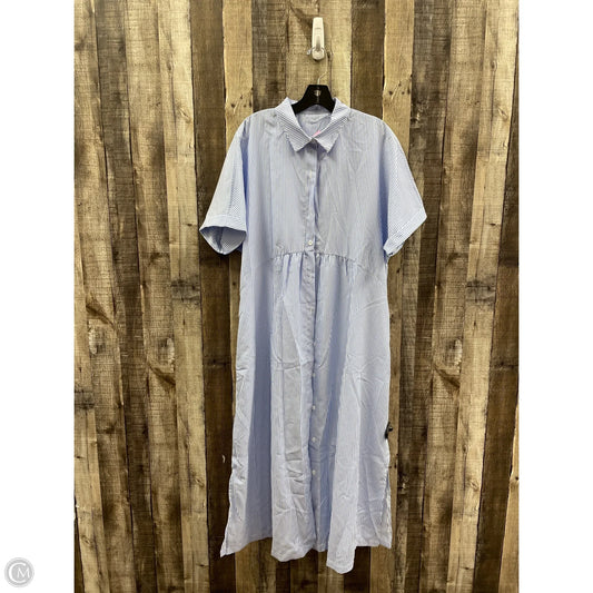 Dress Casual Maxi By Cmf In Blue & White, Size: Xxl