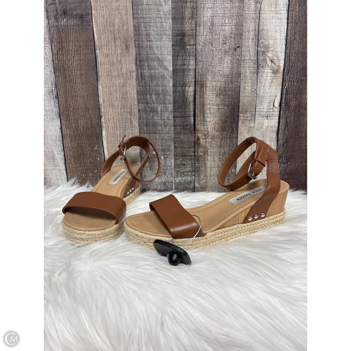 Sandals Heels Wedge By Steve Madden In Brown, Size: 8.5