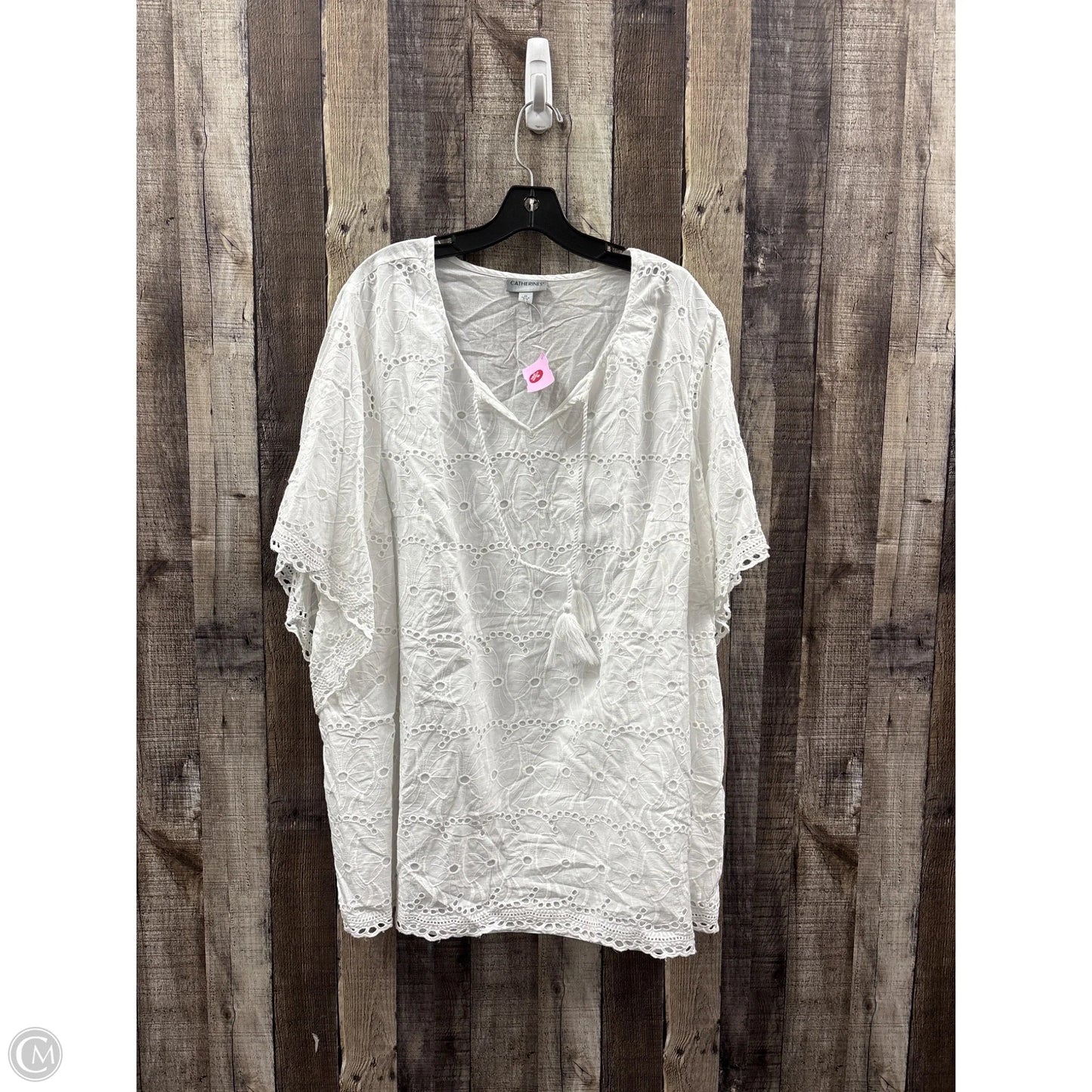 Top Short Sleeve By Catherines In White, Size: 2x