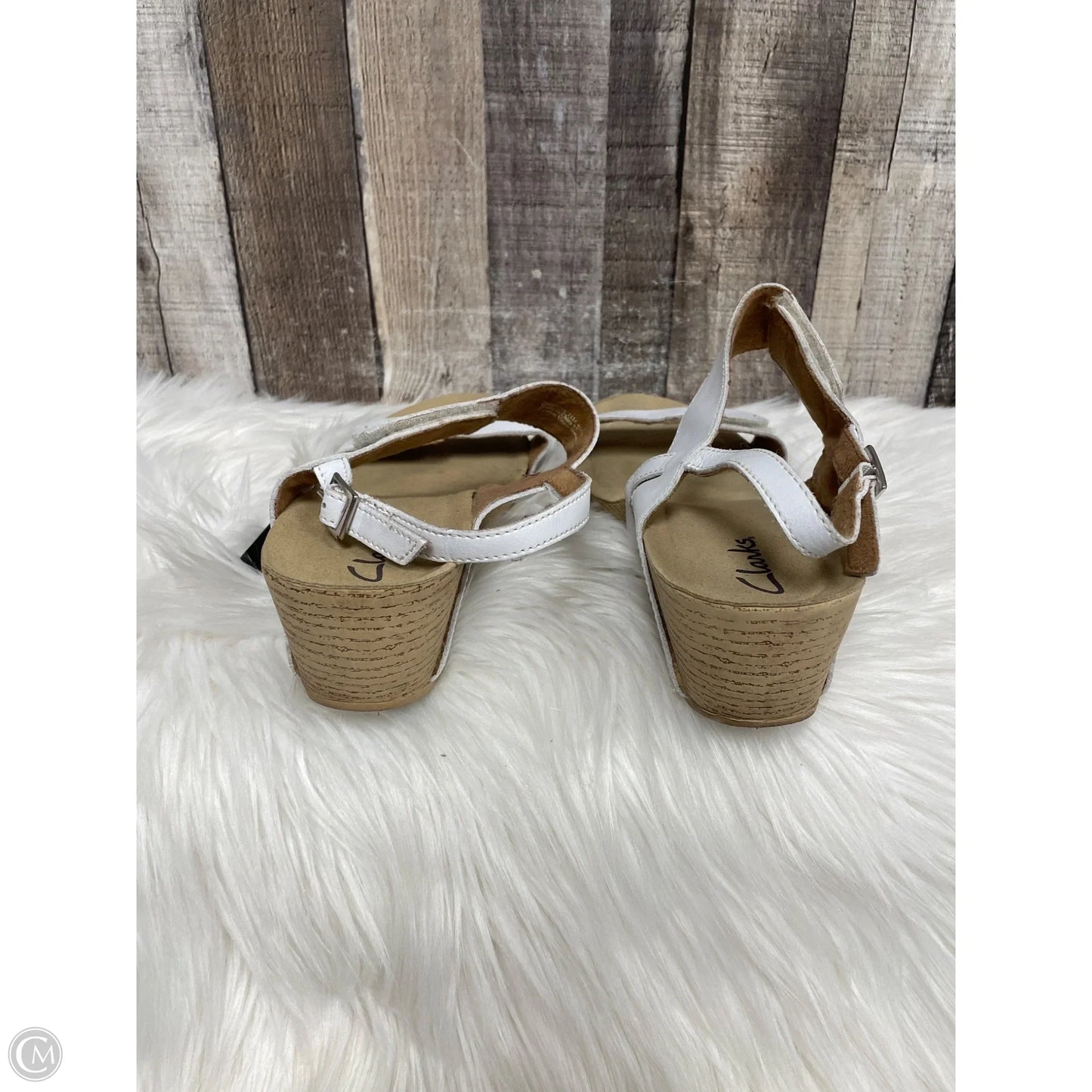 Sandals Heels Wedge By Clarks In White, Size: 11