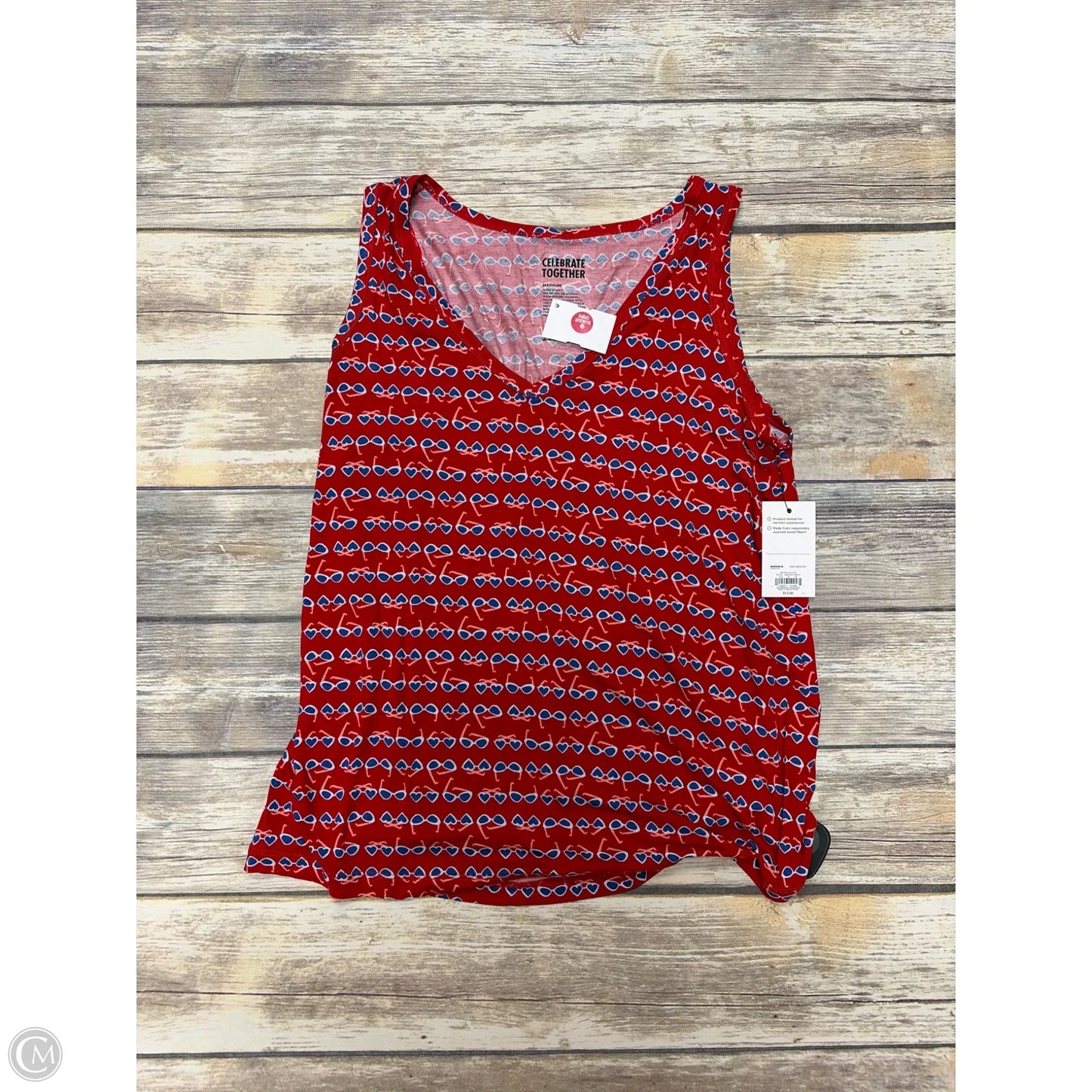 Tank Top By Celebrate Together In Blue & Red, Size: M