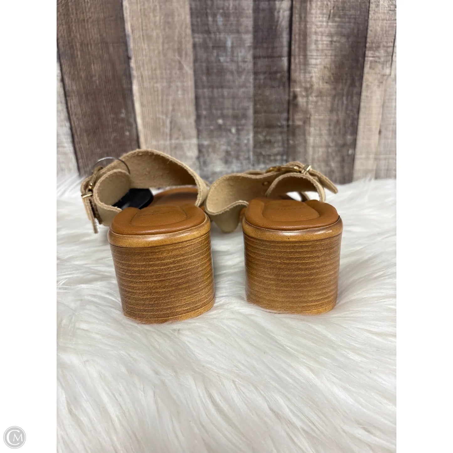 Sandals Heels Block By Italian Shoemakers In Tan, Size: 8