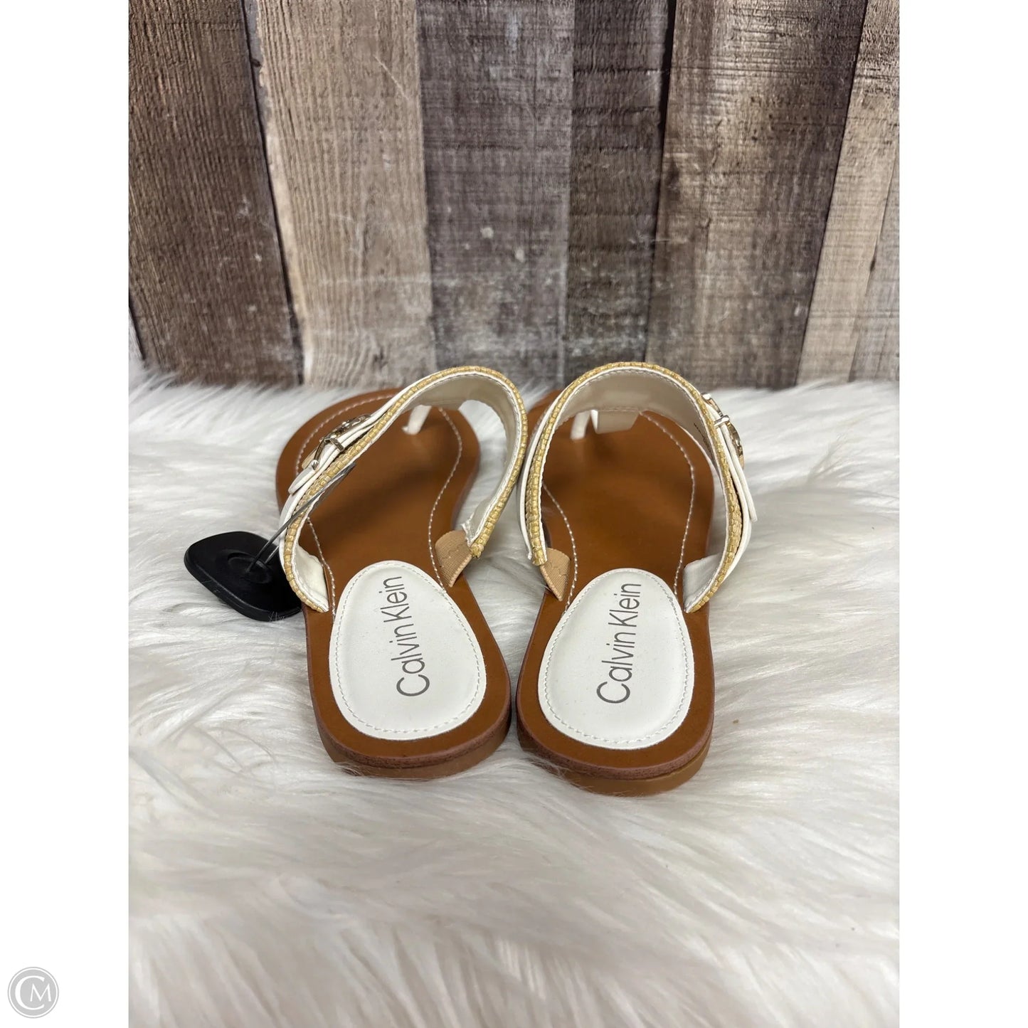 Sandals Flats By Calvin Klein In Ivory, Size: 7.5
