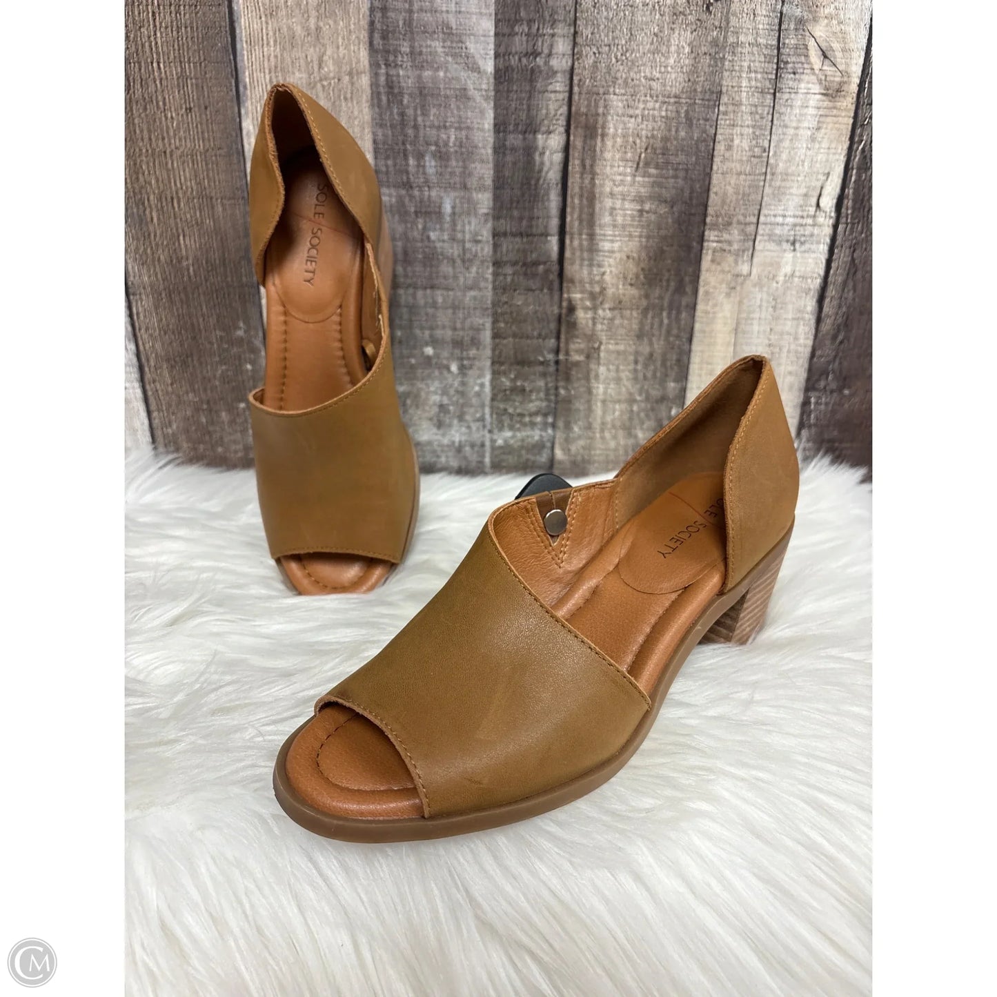 Sandals Heels Block By Sole Society In Tan, Size: 8