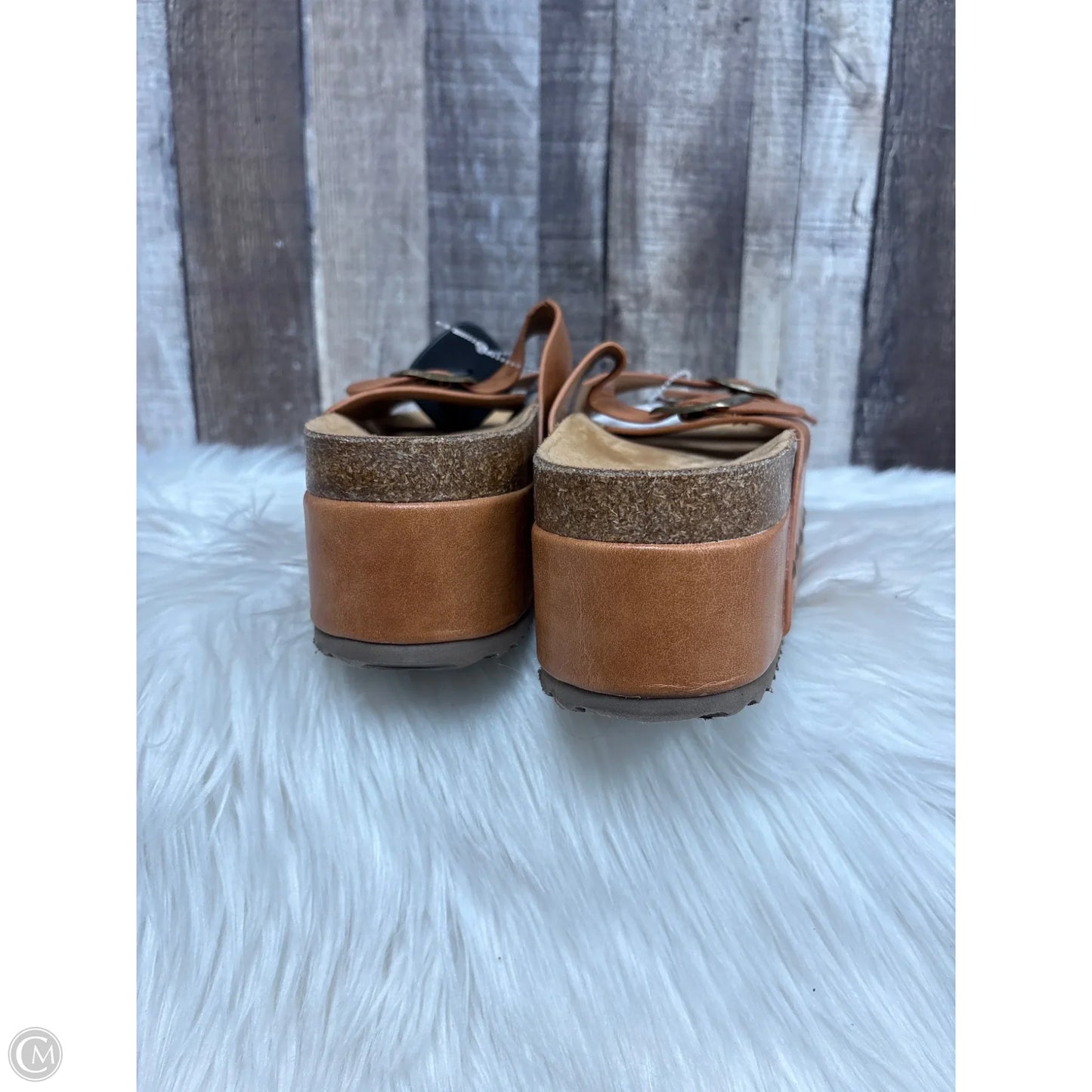 Sandals Heels Wedge By Cme In Tan, Size: 8