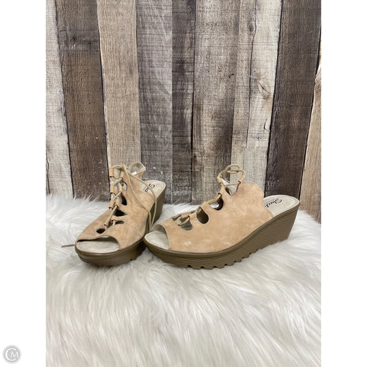 Sandals Heels Wedge By Skechers In Tan, Size: 10