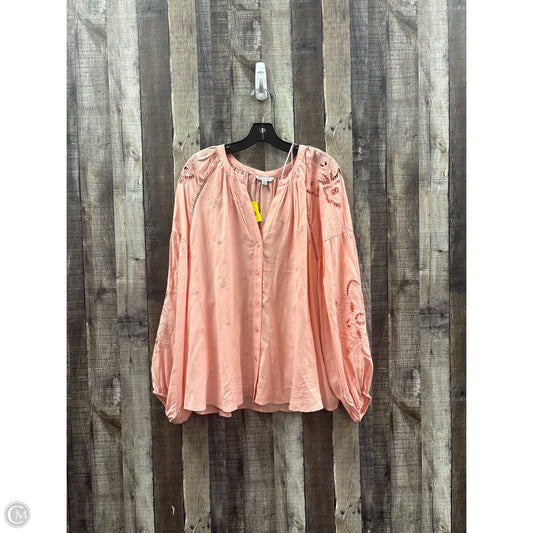 Top Long Sleeve By Ophelia Roe In Peach, Size: 3x