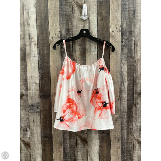 Top Short Sleeve By Halston In Pink & White, Size: L