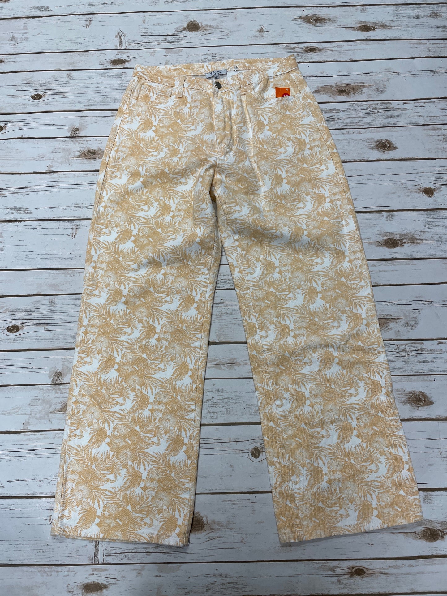 Jeans Wide Leg By Polygram In Orange & White, Size: L