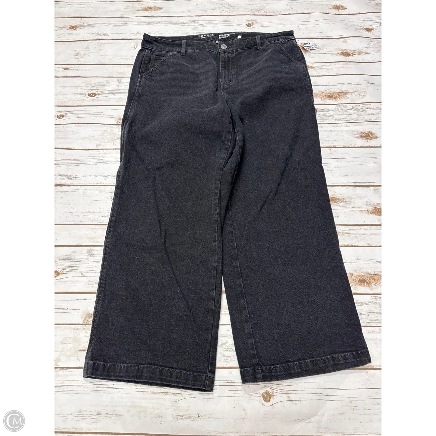 Jeans Straight By Torrid In Black Denim, Size: 16