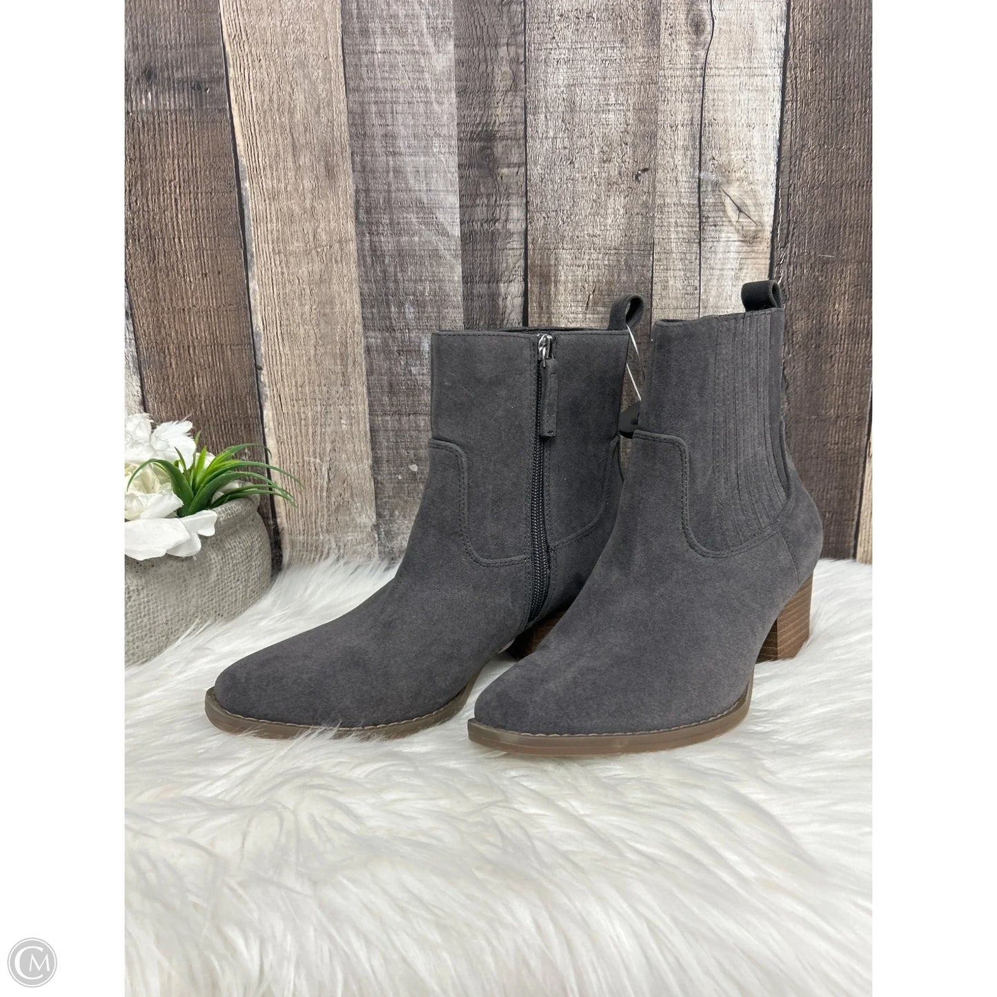 Boots Ankle Heels By Universal Thread In Grey, Size: 8