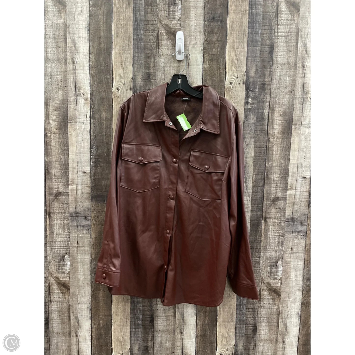 Jacket Shirt By Express In Brown, Size: Xl
