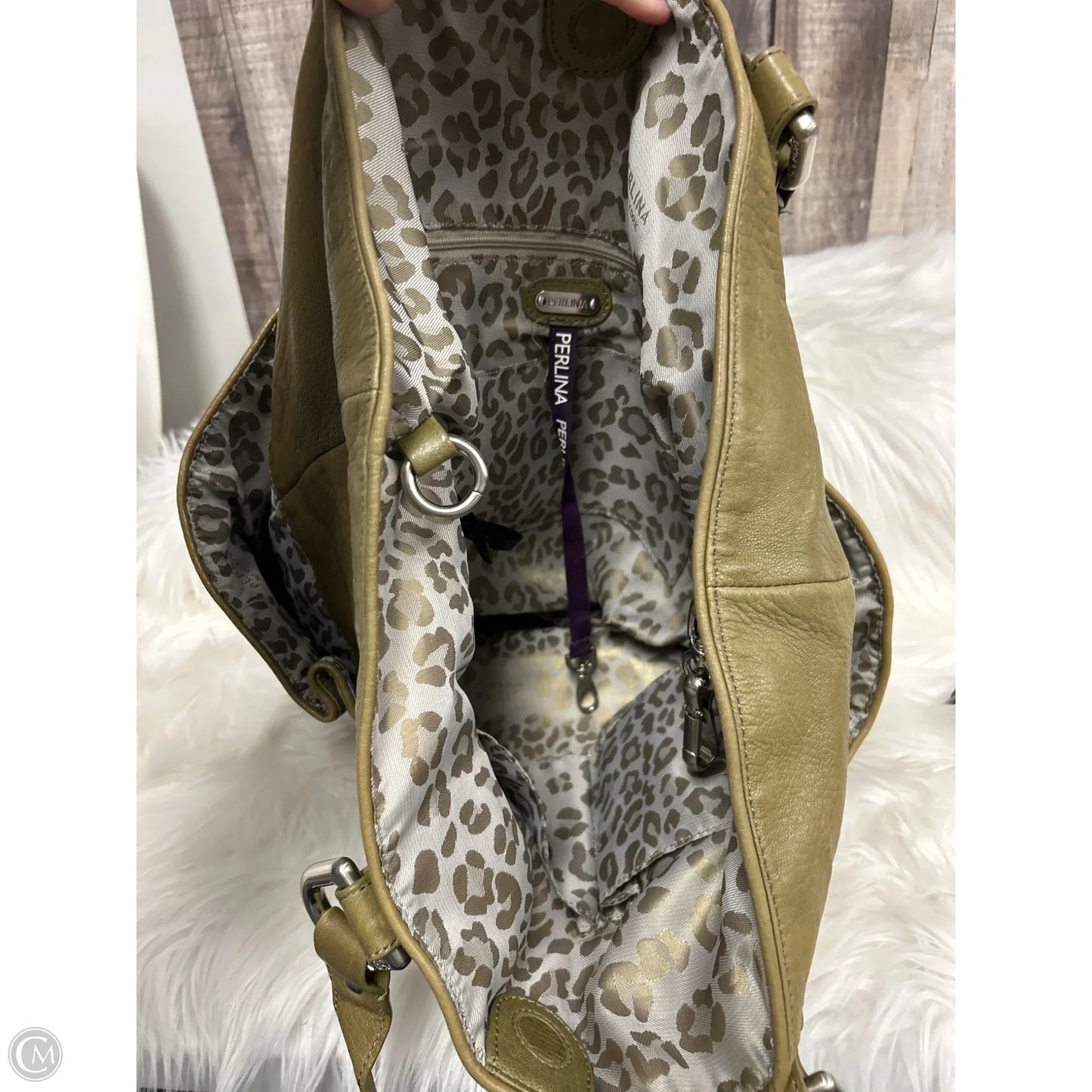 Handbag Leather By Perlina, Size: Medium