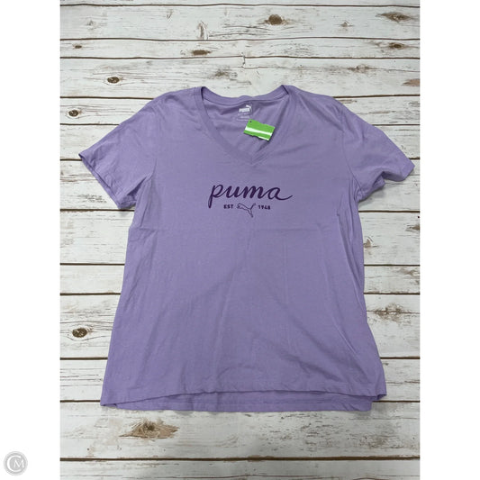 Athletic Top Short Sleeve By Puma In Purple, Size: L