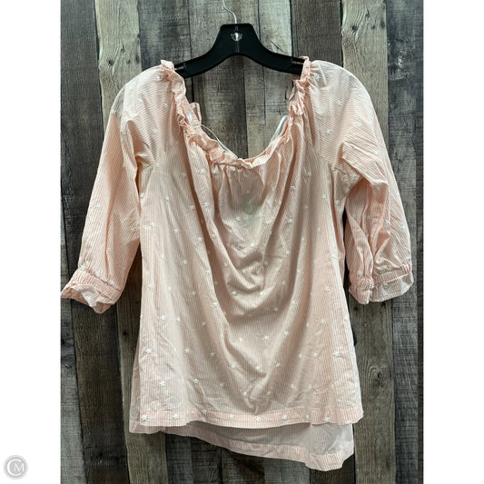 Top 3/4 Sleeve By Elle In Striped Pattern, Size: L