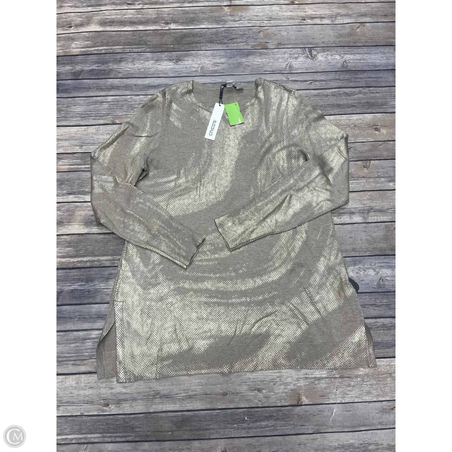 Top Long Sleeve By Chicos In Taupe, Size: S