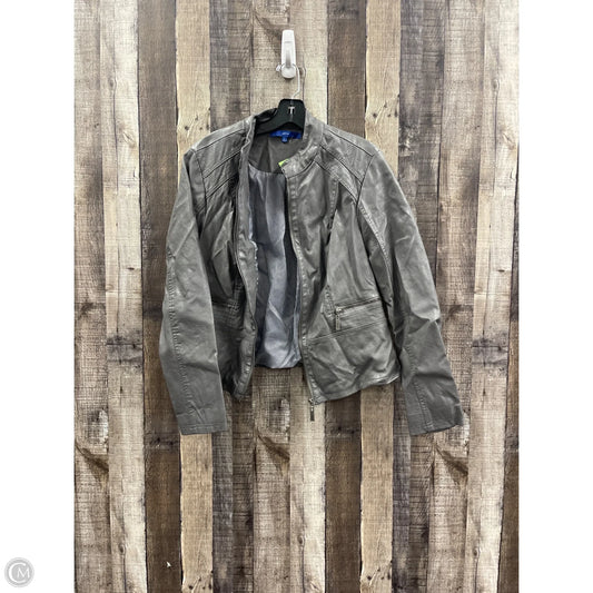 Jacket Moto By Apt 9 In Grey, Size: L