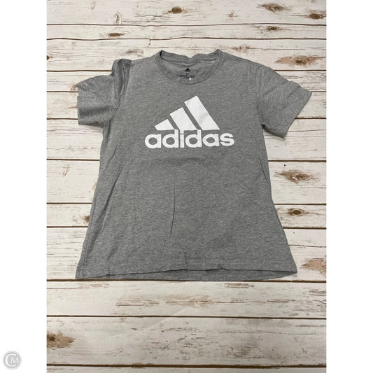 Athletic Top Short Sleeve By Adidas In Grey, Size: M