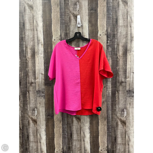Top Short Sleeve By Entro In Pink & Red, Size: S