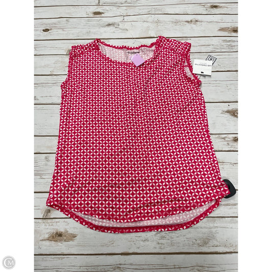 Top Short Sleeve By Liz Claiborne In Pink & White, Size: M