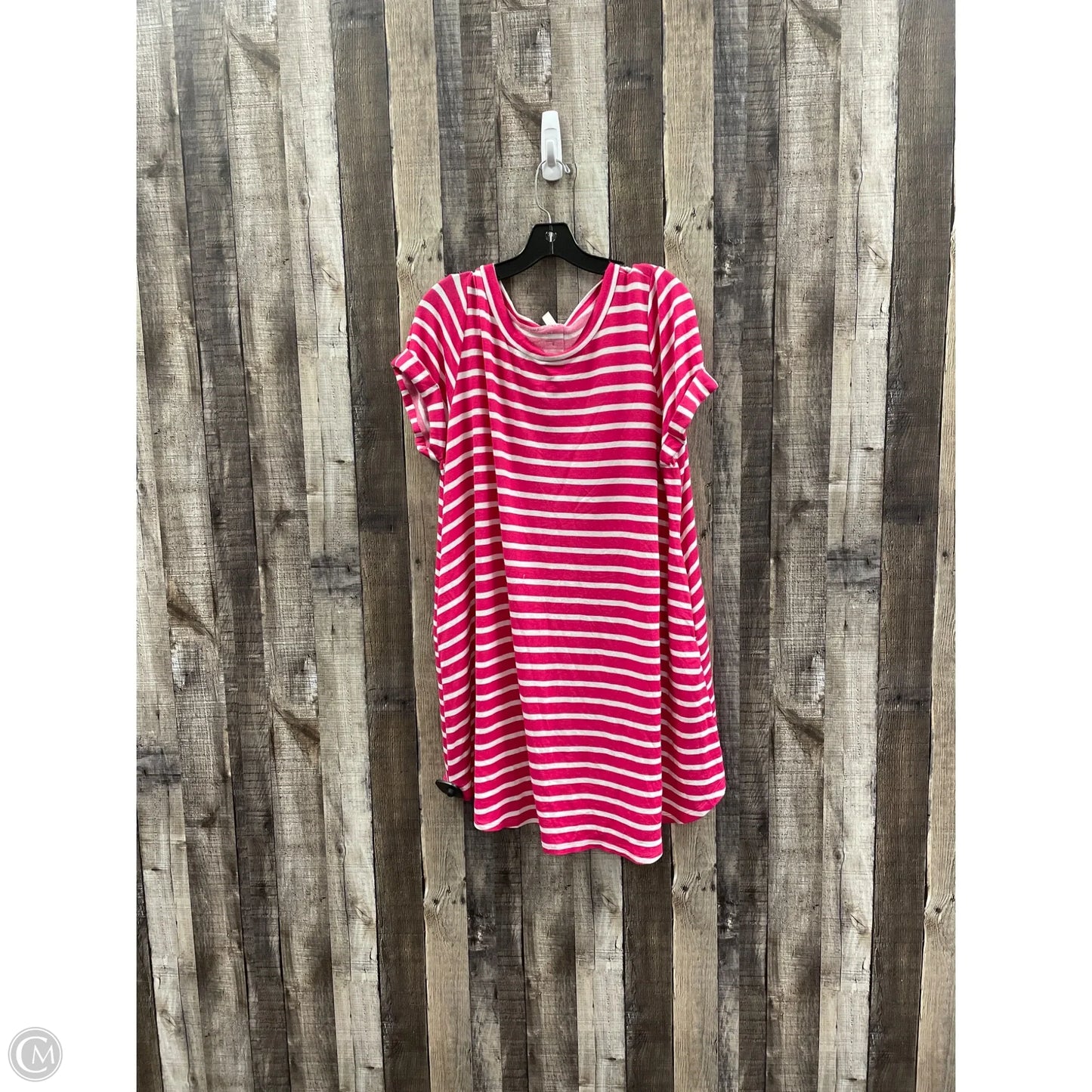 Dress Casual Short By Emerald In Pink & White, Size: 2x