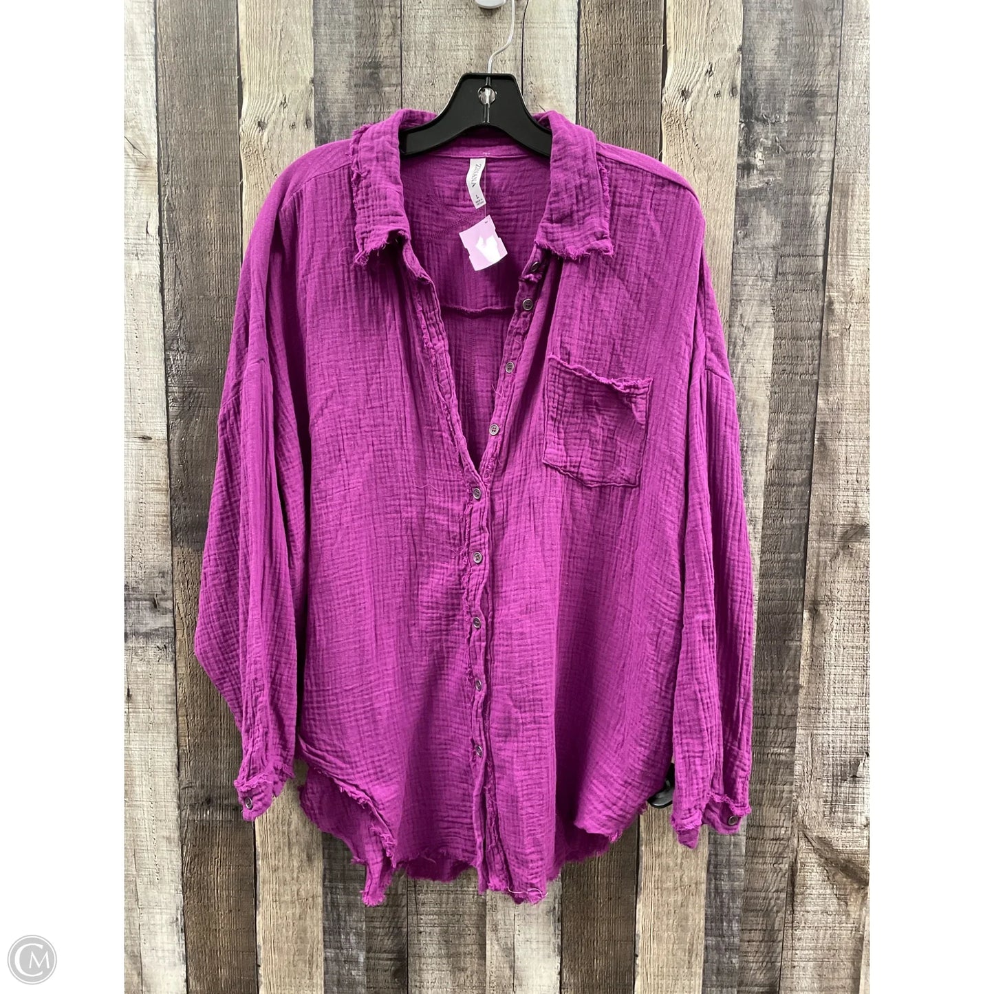 Top Long Sleeve By Zenana Outfitters In Purple, Size: L
