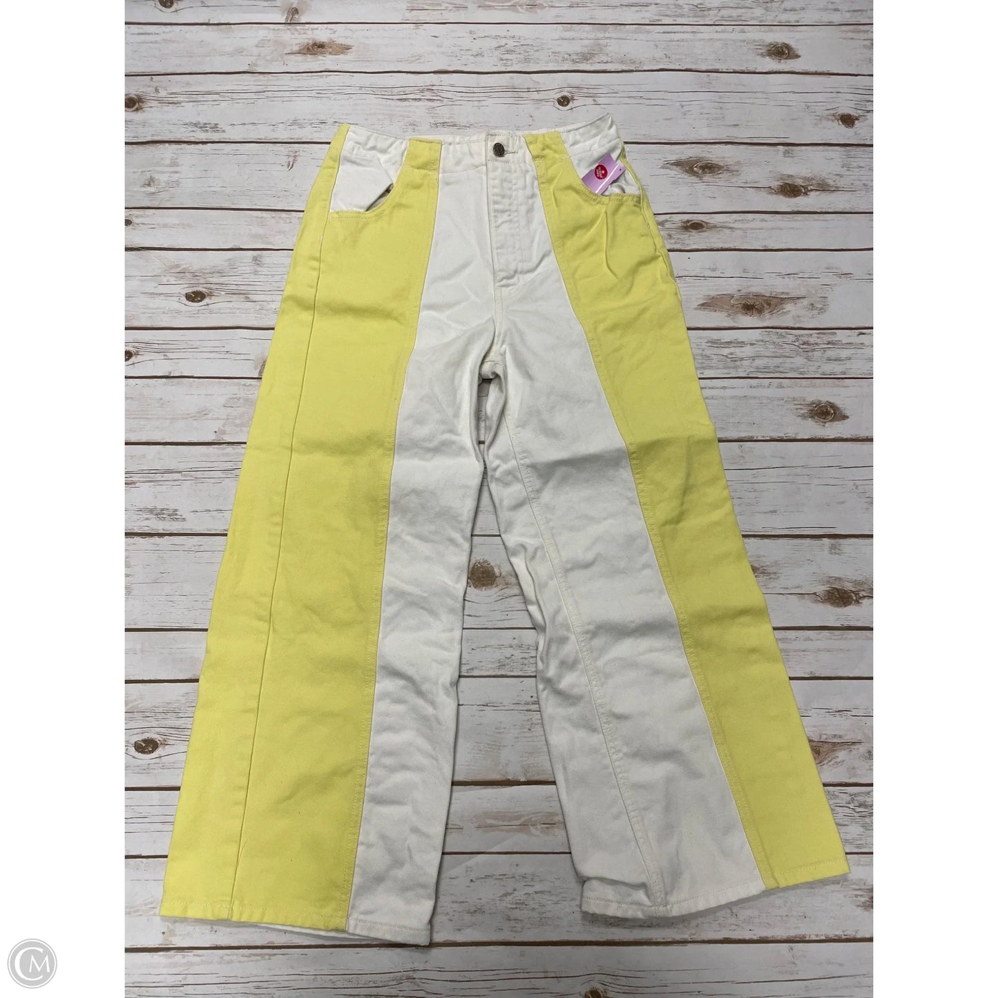 Jeans Wide Leg By Bdg In White & Yellow, Size: 10