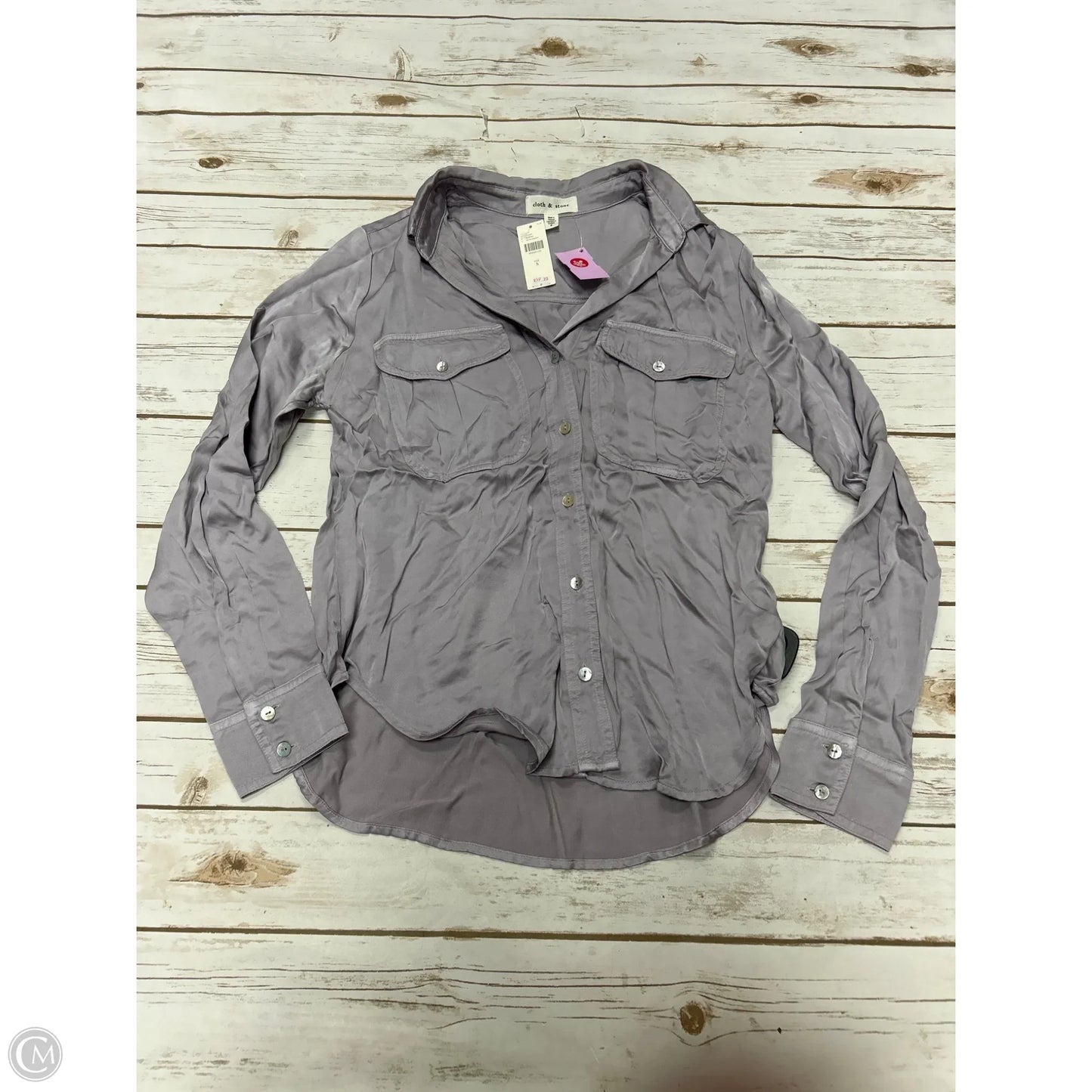 Top Long Sleeve By Cloth & Stone In Silver, Size: S