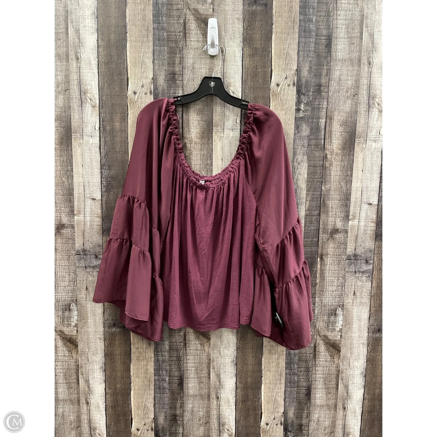 Top Long Sleeve By Anthropologie In Maroon, Size: Xl