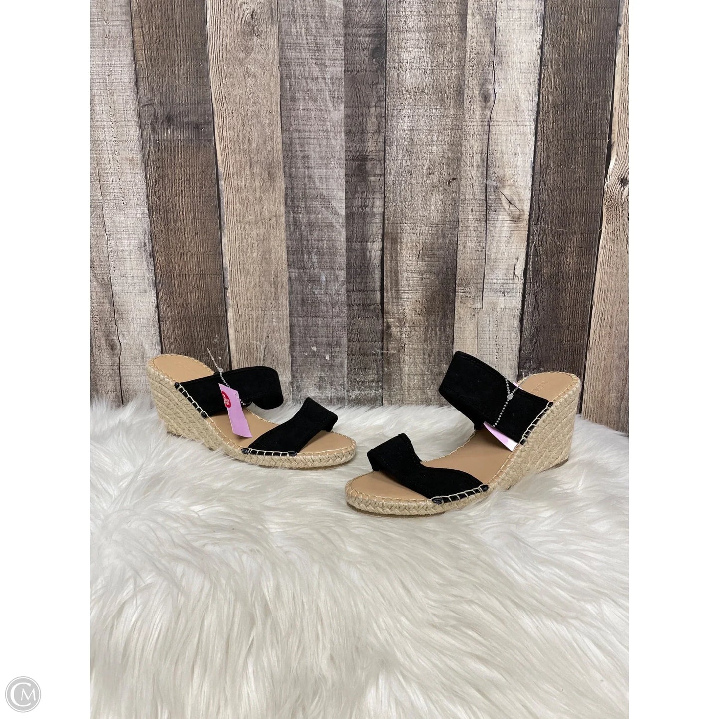 Sandals Heels Wedge By Justfab In Black, Size: 8.5