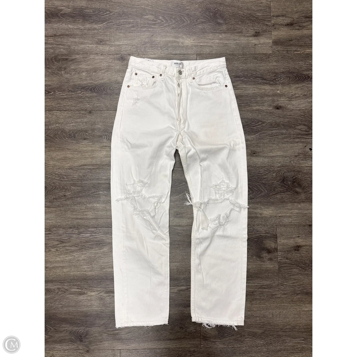 Jeans Straight By Agolde In White Denim, Size: 4