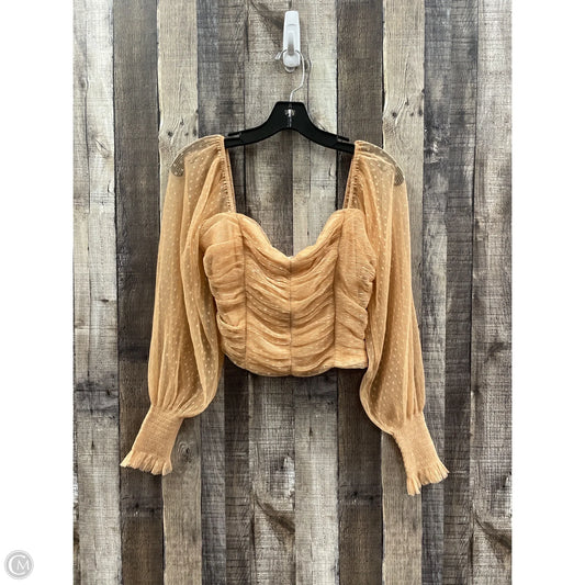 Top Long Sleeve By Cme In Brown, Size: M