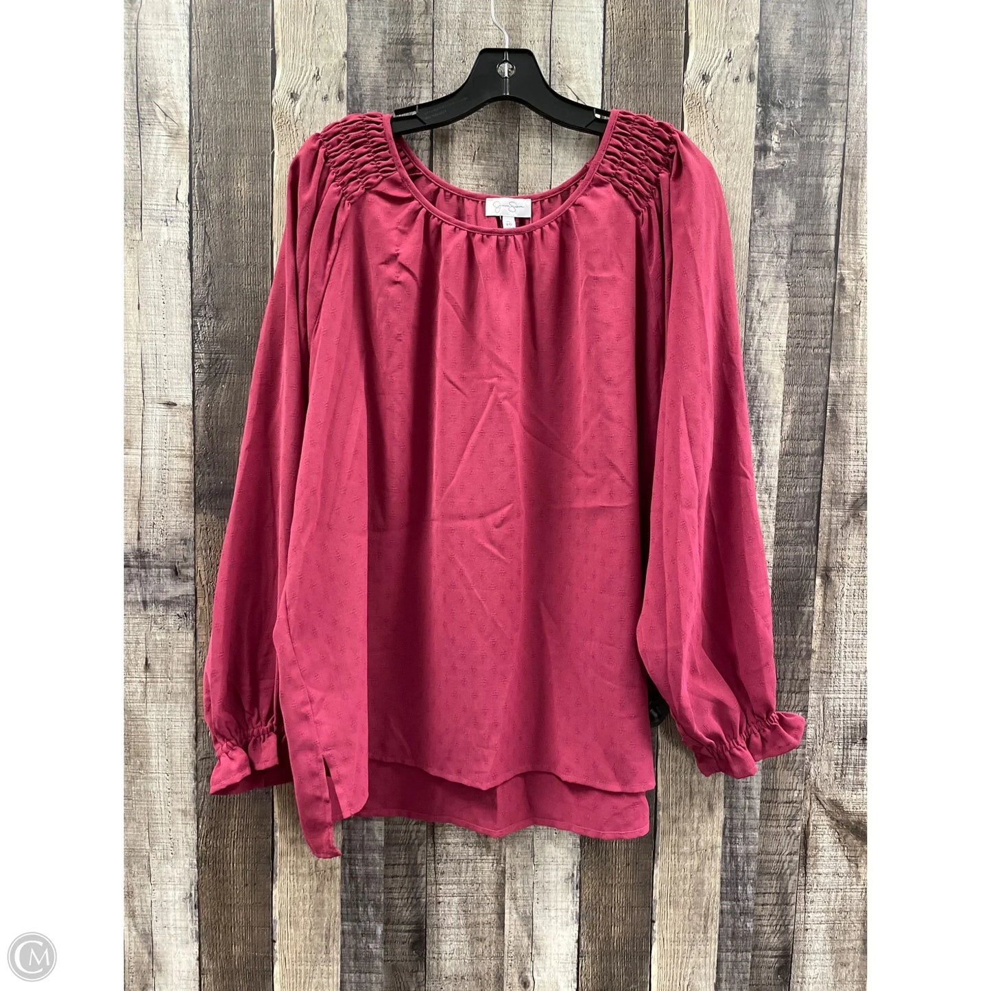 Top Long Sleeve By Jessica Simpson In Maroon, Size: Xl