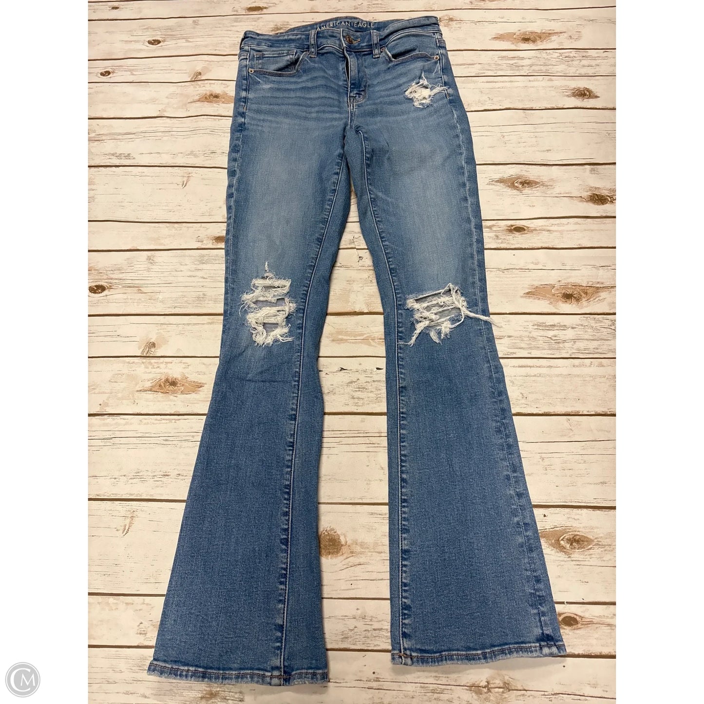 Jeans Skinny By American Eagle In Blue Denim, Size: 8l