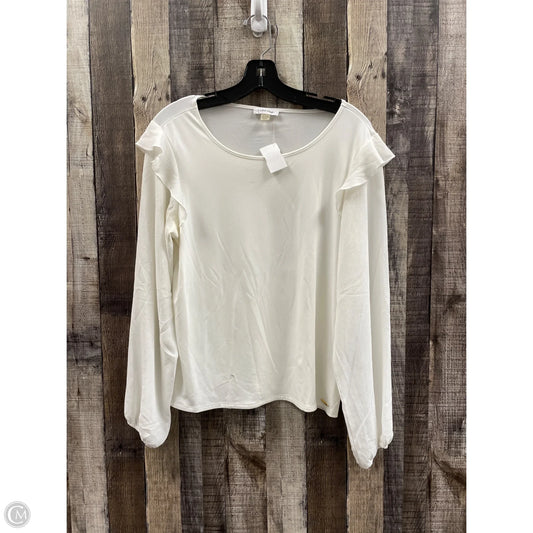 Top Long Sleeve By Calvin Klein In Ivory, Size: M