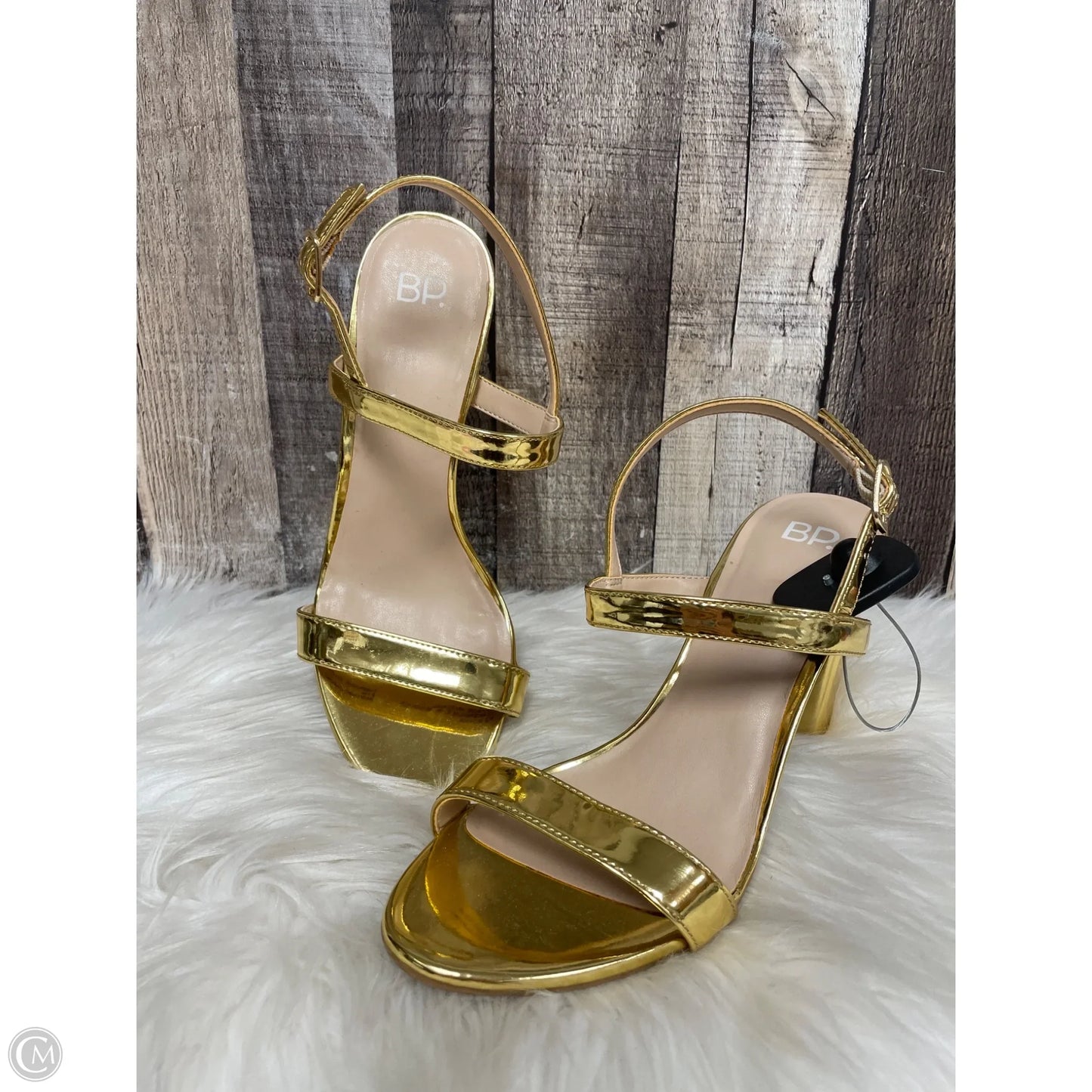 Sandals Heels Block By Bp In Gold, Size: 8.5